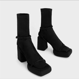 Charles & Keith Lucile Textured Platform Calf Boots